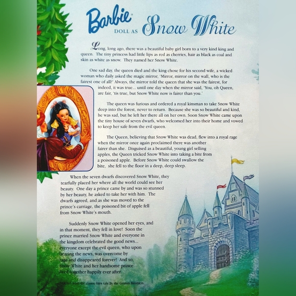 Barbie Snow White Children's Collector Series 1998 Mattel 21130 NEW! {GM0155} - Picture 3 of 7